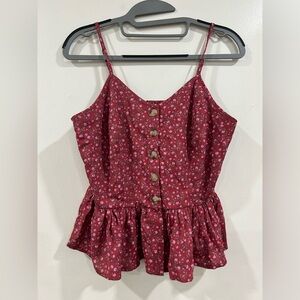 💜NWOT Japna Red Floral Button-Down Camisole
